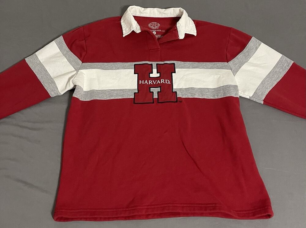 Official Harvard University Long Sleeve Rugby Polo Sweatshirt Men’s Small